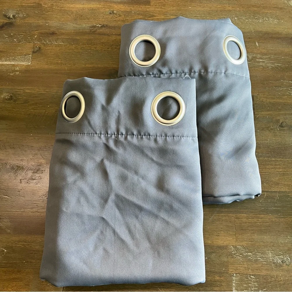 Set of 2 dark gray grommet curtain panels 53x105in